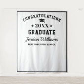 モダンな白と黒の卒業写真撮影用背景 タペストリー (正面)