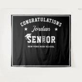 モダンな白と黒の卒業写真撮影用背景 タペストリー (正面(横))