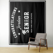 モダンな白と黒の卒業写真撮影用背景 タペストリー (インサイチュ)