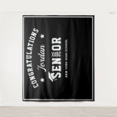 モダンな白と黒の卒業写真撮影用背景 タペストリー (正面)