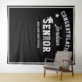 モダンな白と黒の卒業写真撮影用背景 タペストリー (インサイチュ(横))
