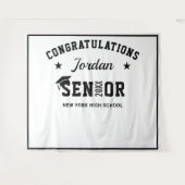 モダンな白と黒の卒業写真撮影用背景 タペストリー (正面(横))