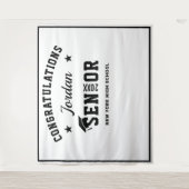 モダンな白と黒の卒業写真撮影用背景 タペストリー (正面)