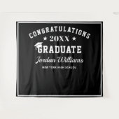 モダンな白と黒の卒業写真 プロップ背景 タペストリー (正面(横))