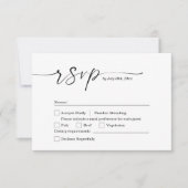 モダンな白と黒の結婚式RSVPカード セーブザデート (正面)