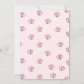 モダンな白のアーチ ピンクのてんとう虫 1歳の誕生日 招待状 (裏面)