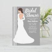 モダンな白のウェディングドレスとパールのブライダルシャワー 招待状 (スタンド正面)