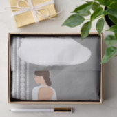 モダンな白のウェディングドレスとパールのブライダルシャワー 薄葉紙 (ギフト)