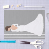 モダンな白のウェディングドレスとパールのブライダルシャワー 薄葉紙 (クラフト)