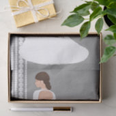 モダンな白のウェディングドレスとパールのブライダルシャワー 薄葉紙 (ギフト)