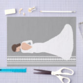 モダンな白のウェディングドレスとパールのブライダルシャワー 薄葉紙 (クラフト)