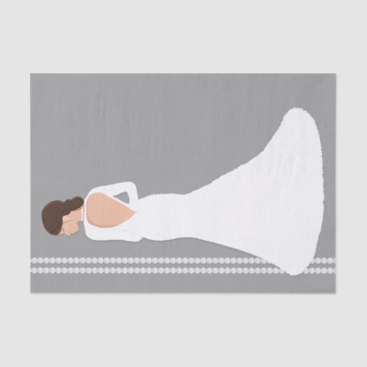 モダンな白のウェディングドレス 輝きを放つ ブライダルシャワー 薄葉紙 (正面)