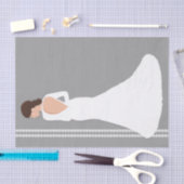 モダンな白のウェディングドレス 輝きを放つ ブライダルシャワー 薄葉紙 (クラフト)