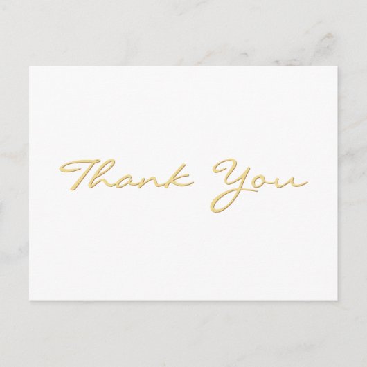 モダンな白のエレガントな偽の金のスクリプトの感謝カード ポストカード (正面)