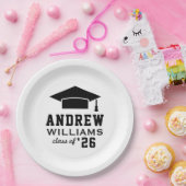 モダンな白のカスタム卒業パーティー ペーパープレート (パーティー)