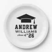 モダンな白のカスタム卒業パーティー ペーパープレート (正面)