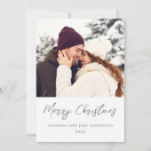モダンな白のカスタム メリークリスマス フォト シーズンカード (正面)
