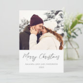 モダンな白のカスタム メリークリスマス フォト シーズンカード (スタンド正面)