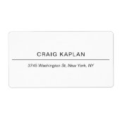 モダンな白のミニマルなプレーンなプロフェッショナルでユニークなデザイン ラベル (正面)