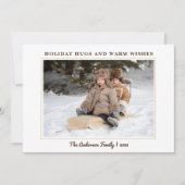 モダンな白のミニマルな写真クリスマス シーズンカード (正面)