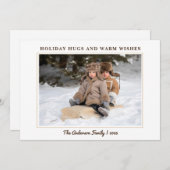 モダンな白のミニマルな写真クリスマス シーズンカード (正面/裏面)