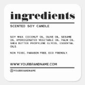 モダンな白のミニマル製品成分ラベル スクエアシール (正面)