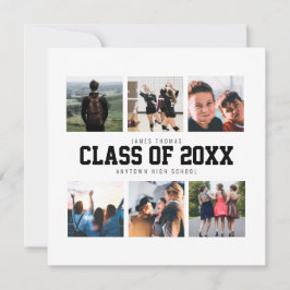 モダンな白の写真コラージュ 卒業発表