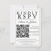 モダンな白の写真QRコード付きRSVPカード 出欠カード (正面)