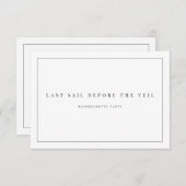 モダンな白の独身最後のパーティー招待状 招待状 (正面/裏面)