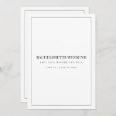 モダンな白の独身最後の週末招待状 招待状 (正面/裏面)
