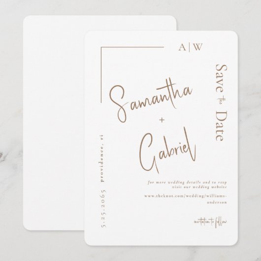 モダンな白の結婚式 Save the Date セーブザデート (正面/裏面)