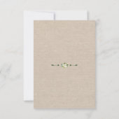 モダンな白の花の麻の手書き返信カード 出欠カード (裏面)