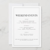 モダンな白の花嫁お別れ週末招待状 招待状 (裏面)