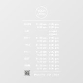 モダンな白の複合ビジネス営業時間ロゴQRコード ウィンドウサイン (シート)