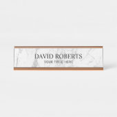 モダンな白人の大理石のプロフェッショナル デスクネームプレート (正面)