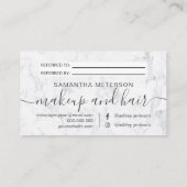 モダンな白人の大理石の毛の化粧のプロフェッショナル 紹介カード (裏面)