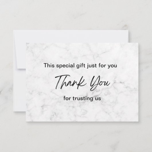 モダンな白大理石の美観 サンキューカード (正面)