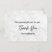 モダンな白大理石の美観 サンキューカード (正面/裏面)