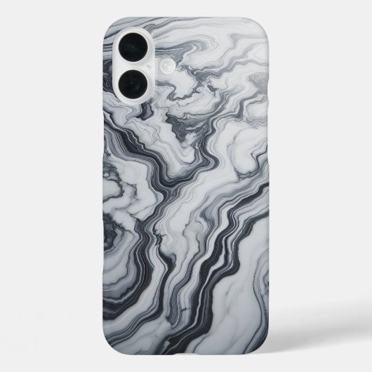モダンな白大理石ケース - エレガントな黒の流れるデザイン Case-Mate iPhoneケース (裏面)