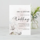 モダンな白水彩花のQRコードウェディング 招待状 (スタンド正面)