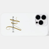 モダンな白金色の筆記体モノグラム Case-Mate iPhoneケース (裏面 (横))