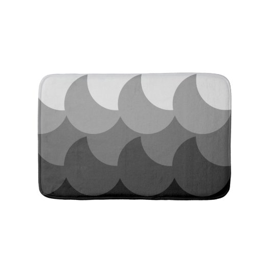 モダンな白黒および灰色の重複の円 バスマット (正面)