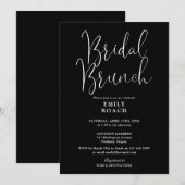 モダンな白黒のスクリプトスタイル ブライダルシャワー 招待状 (正面/裏面)