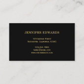 モダンな白黒のストライブ柄の金ゴールドフレームのプロフェッショナル 名刺 (裏面)