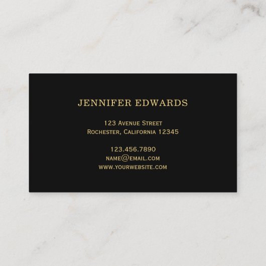 モダンな白黒のストライブ柄の金ゴールドフレームのプロフェッショナル 名刺 (裏面)