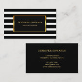 モダンな白黒のストライブ柄の金ゴールドフレームのプロフェッショナル 名刺 (正面/裏面)