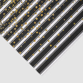 モダンな白黒のストライプの金ゴールドホイルの紙吹雪の点 薄葉紙 (詳細)