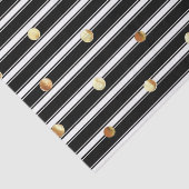 モダンな白黒のストライプパターン金ゴールドの水玉模様 薄葉紙 (詳細)