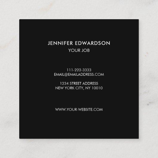 モダンな白黒のタータンチェックパターンプロフェッショナル スクエア名刺 (裏面)