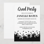 モダンな白黒の卒業パーティー招待状 招待状 (正面/裏面)